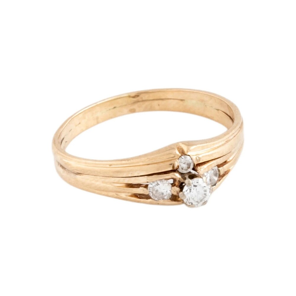 14K Yellow Gold Engagement Ring Sz 8.25 Four Round Brilliant Diamonds MSRP $735